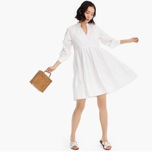 J. Crew White Tiered Popover Cotton Dress ST